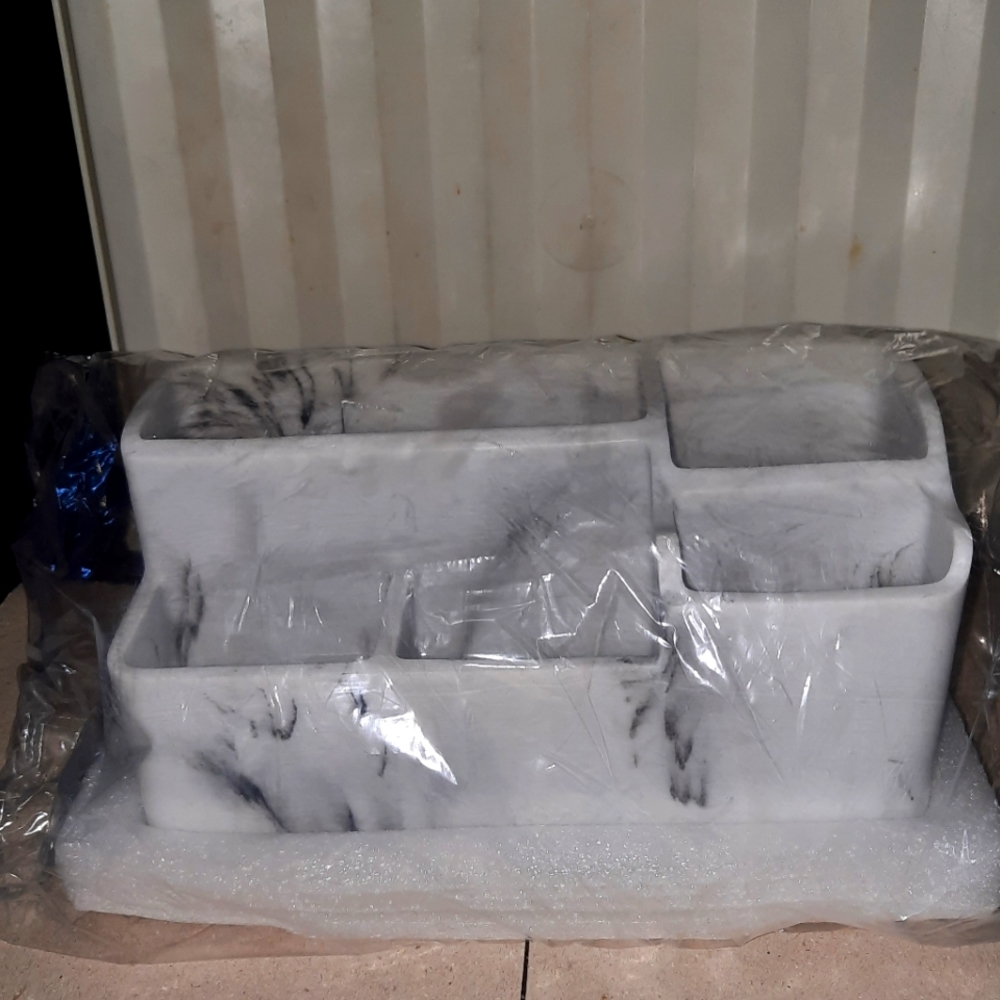 Marble Look Resin Large Bathroom Organizer